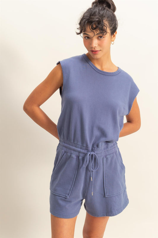 SLEEVELESS DRAWSTRING ROMPER