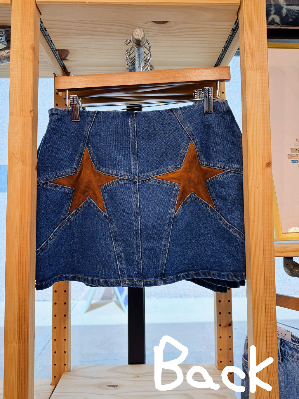 REACH FOR THE STARS DENIM MINI SKIRT