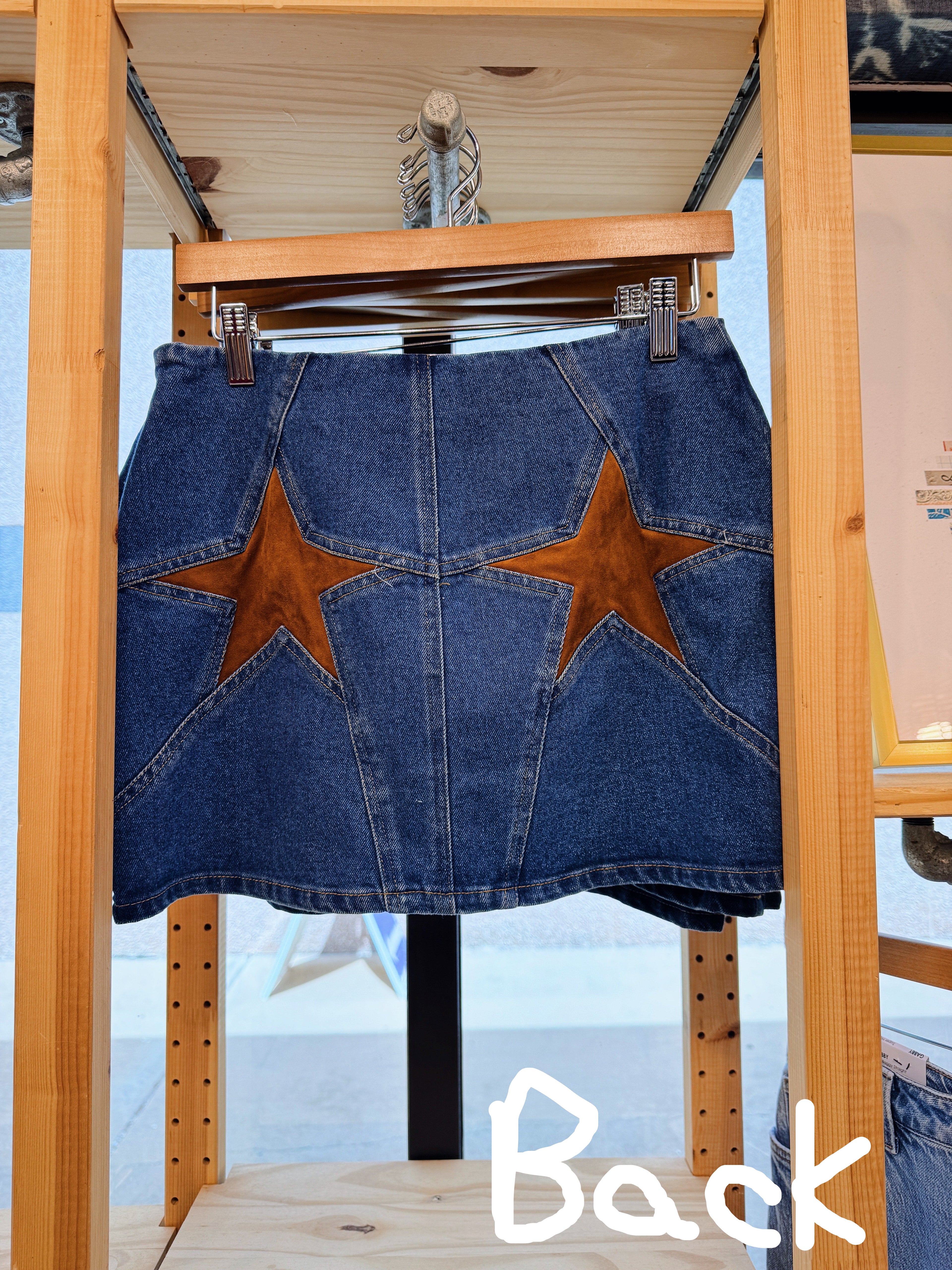 REACH FOR THE STARS DENIM MINI SKIRT