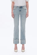 BAYEAS LIGHT WASH FLORA RISE STRAIGHT CUFFED JEANS