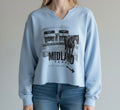 OFF TO MARFA BLUE CROPPED V NECK CREWNECK