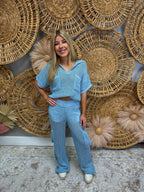 CROTCHET V-NECK & CARGO PANT SET