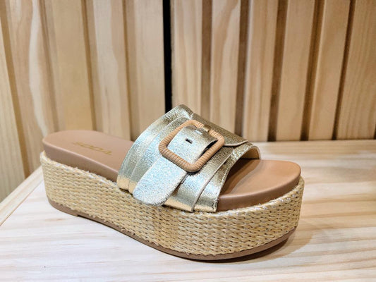 LULAH GOLD PLATFORM SANDAL