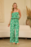 GREEN PRINT JUMPSUIT