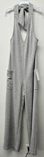 COTTON TERRY HALTER JUMPSUIT