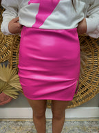PLEATHER HOT PINK MINI SKIRT