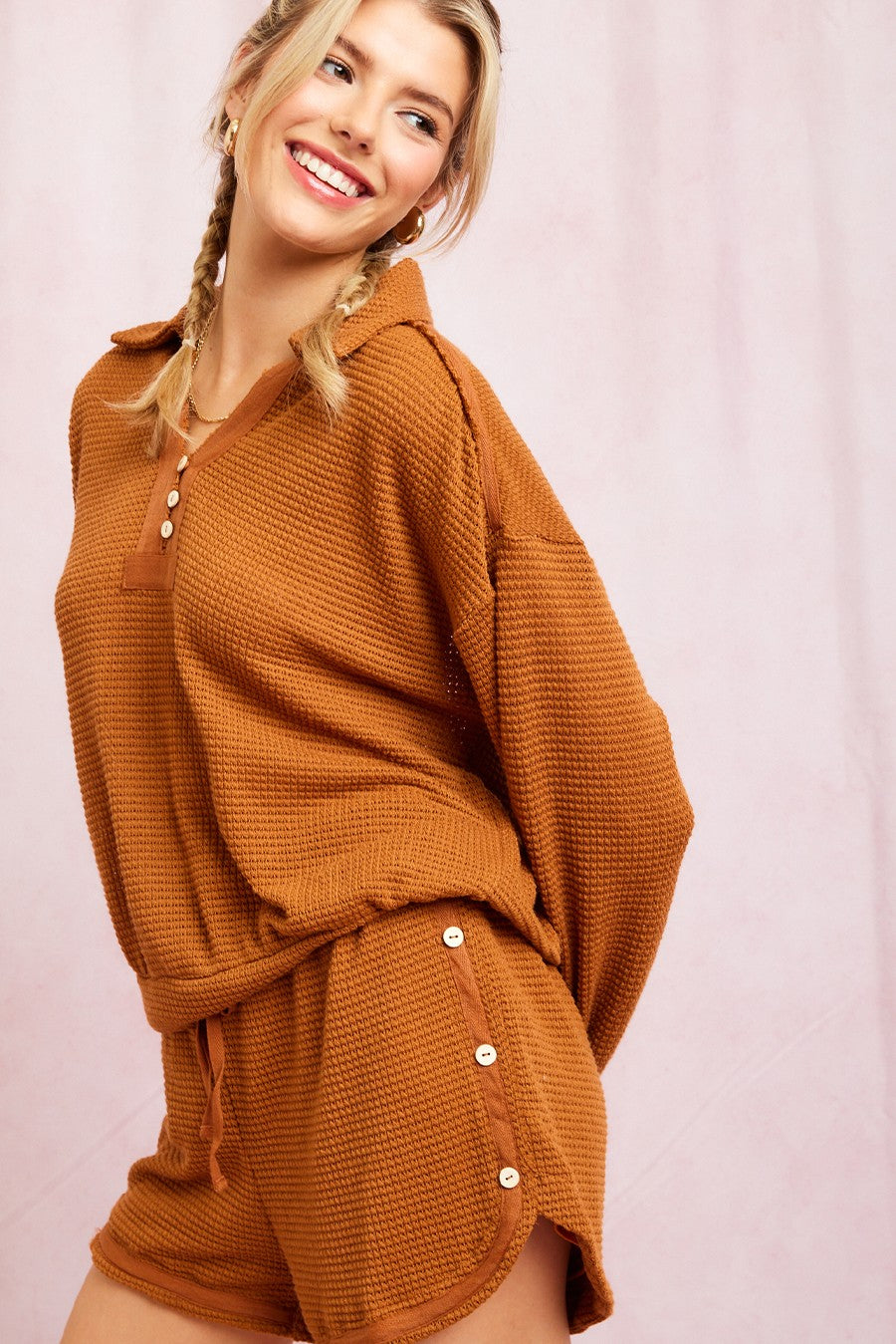 KNIT WAFFLE TOP/SHORT