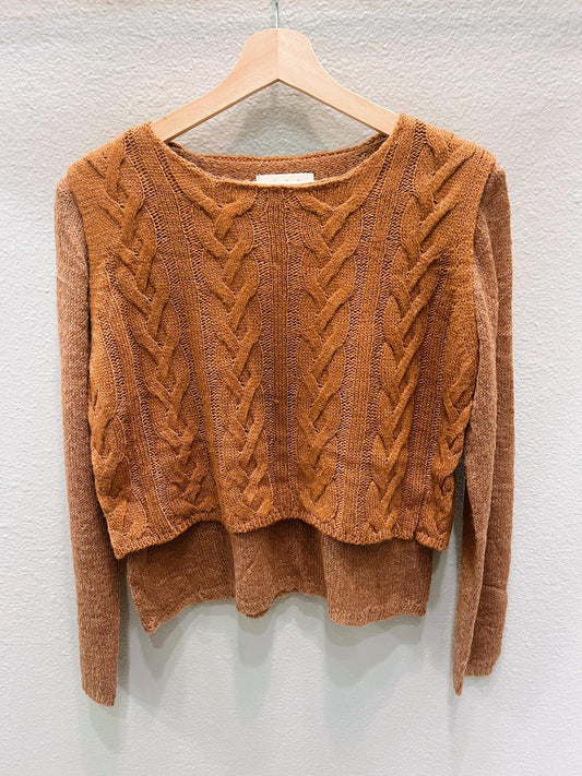 TWO PIECE CABLE KNIT SWEATER