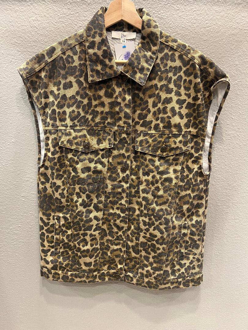 LEOPARD DENIM OVERSIZED BLAZER