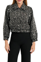 BLACK JEWELED BOMBER JACKET