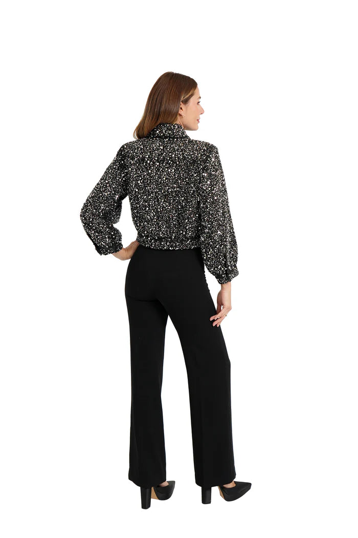 BLACK JEWELED BOMBER JACKET