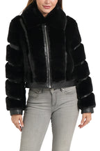 KATIE ZIP UP BLACK FUR JACKET