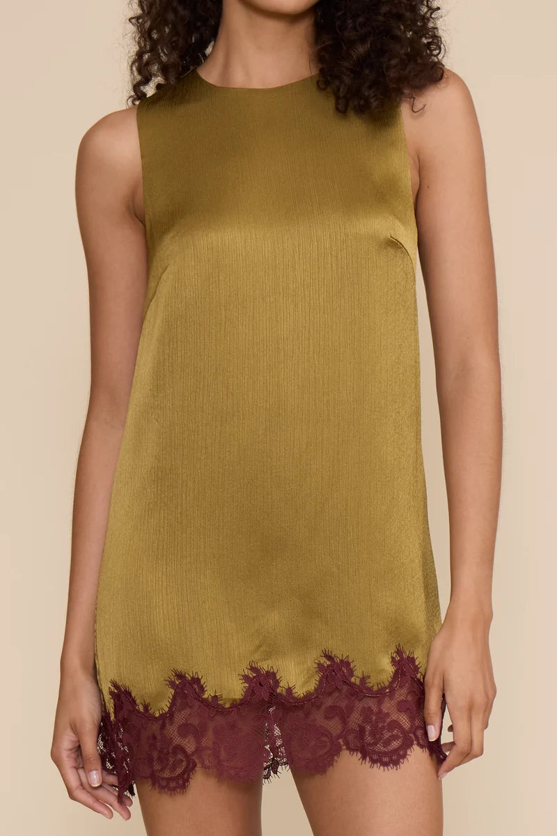 ROXY LACE HEM DRESS--CHARTRUSE