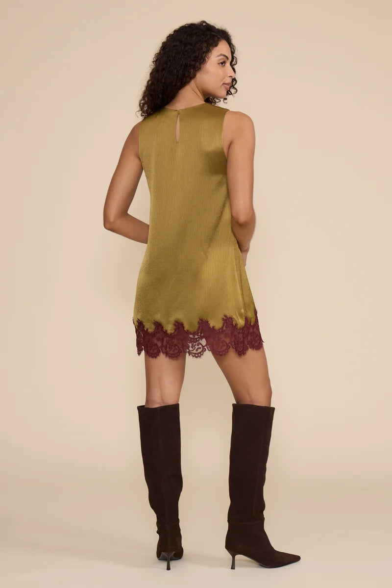 ROXY LACE HEM DRESS--CHARTRUSE