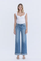 VERVET MALONE HIGH RISE CUFFED WIDE LEG JEAN