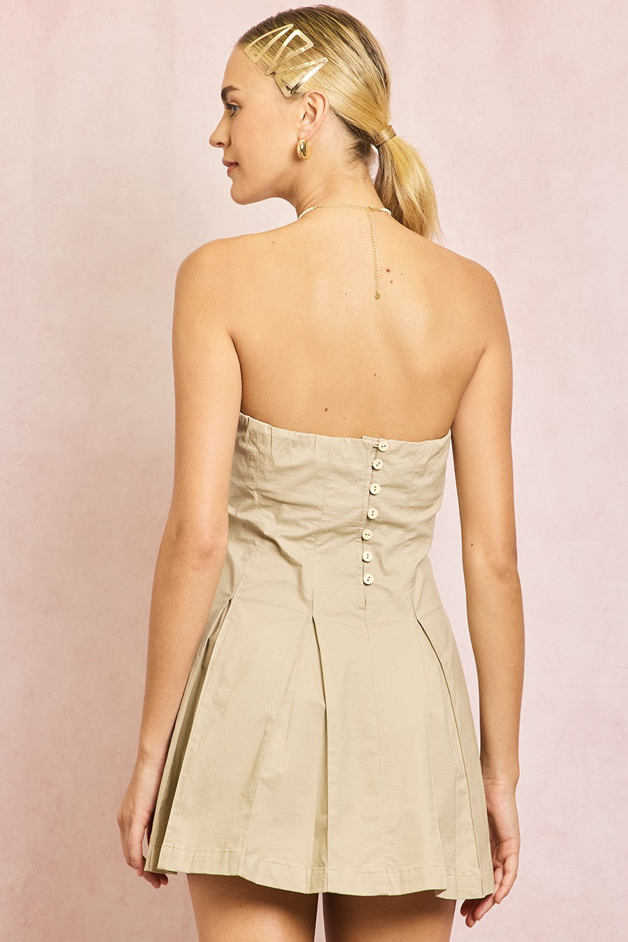 COTTON SLEEVLESS PLEAT DRESS
