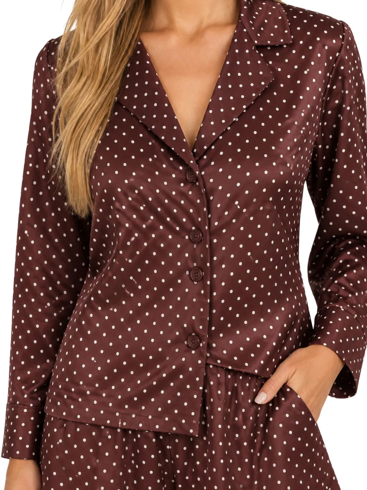 BURGUNDY POLKA TOP