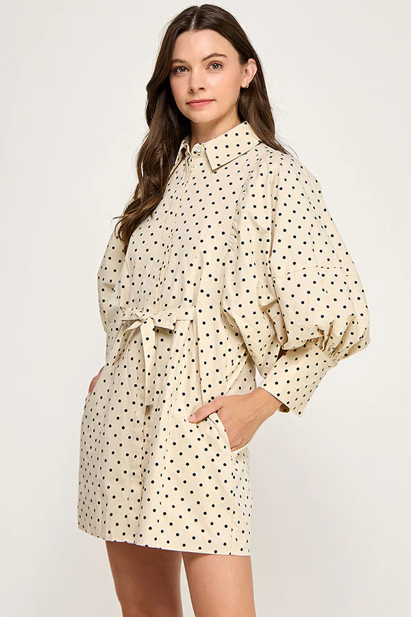 BIG PUFF MINI POPLIN DRESS (POLKA DOT)