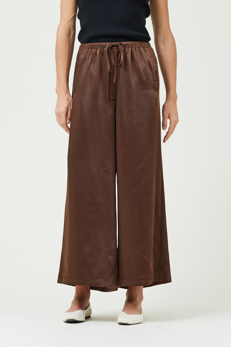 BROWN SATIN PANTS