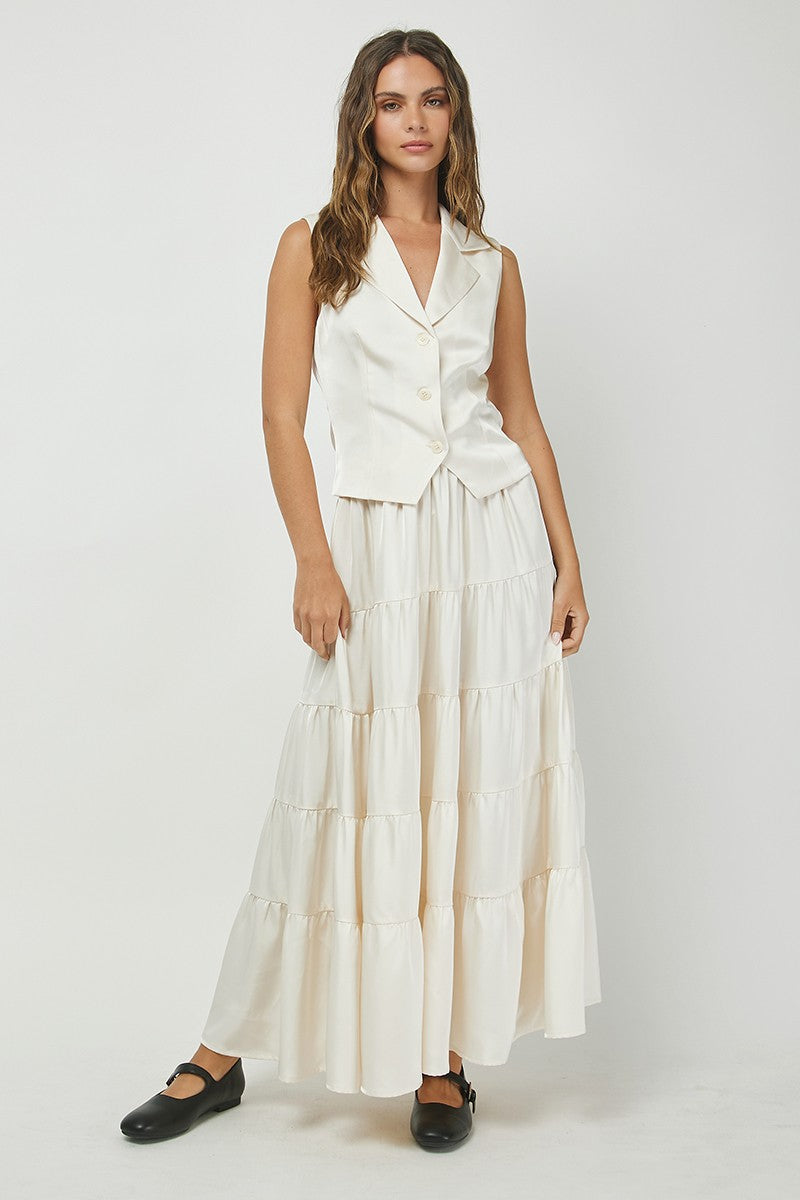 BUTTON SATIN SET