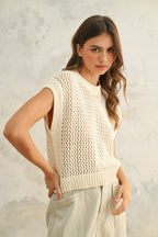 CROCHET CREAM TOP