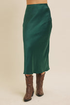 SATIN GREEN SKIRT