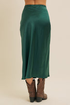 SATIN GREEN SKIRT