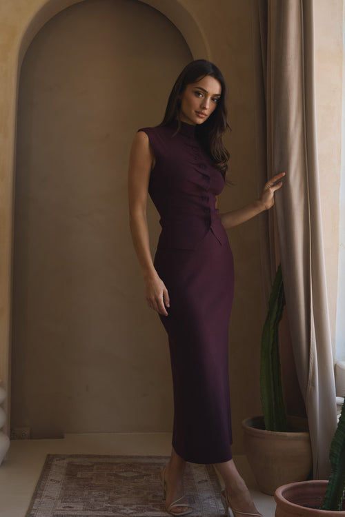 PLEAT BURGUNDY SET