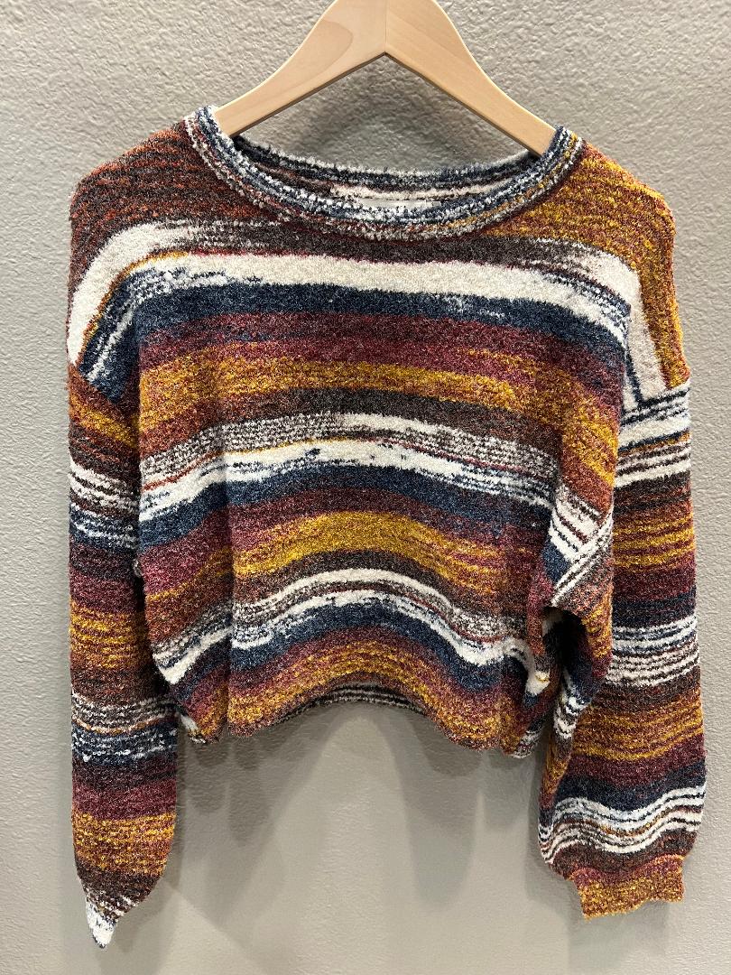 SPACE DYE BOUCLE CROPPED SWEATER