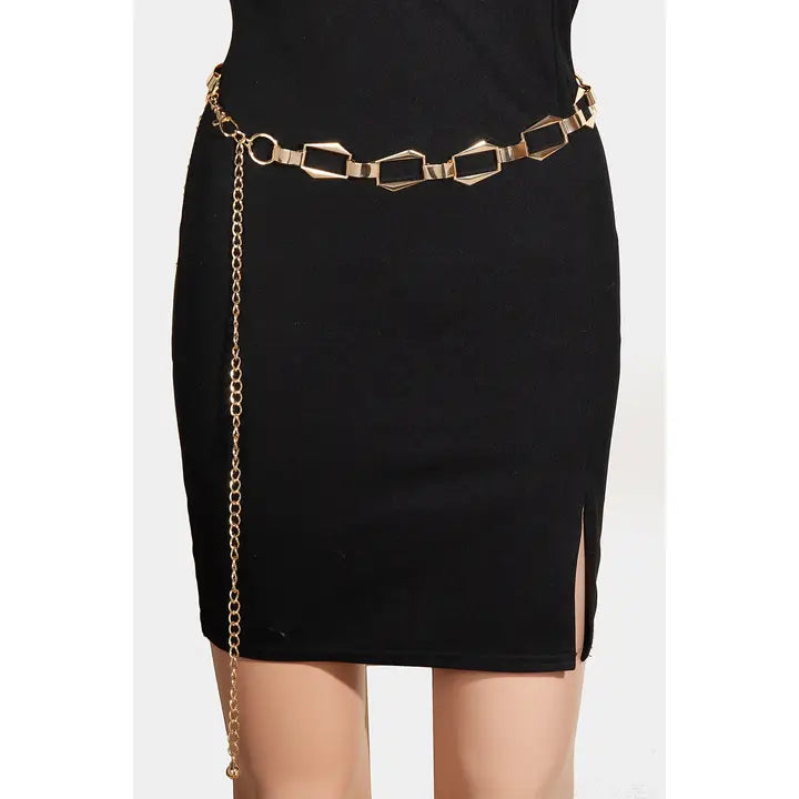 GEOMETRIC METALLIC CHAIN BELT