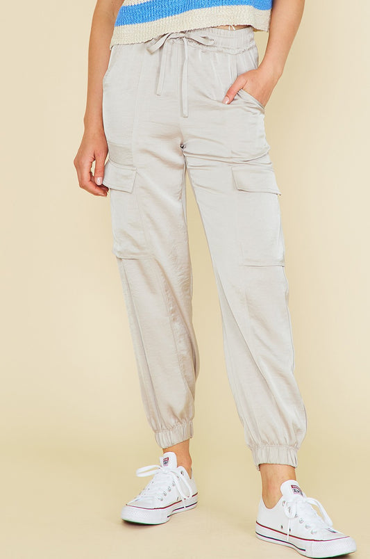 SATIN CARGO PANTS