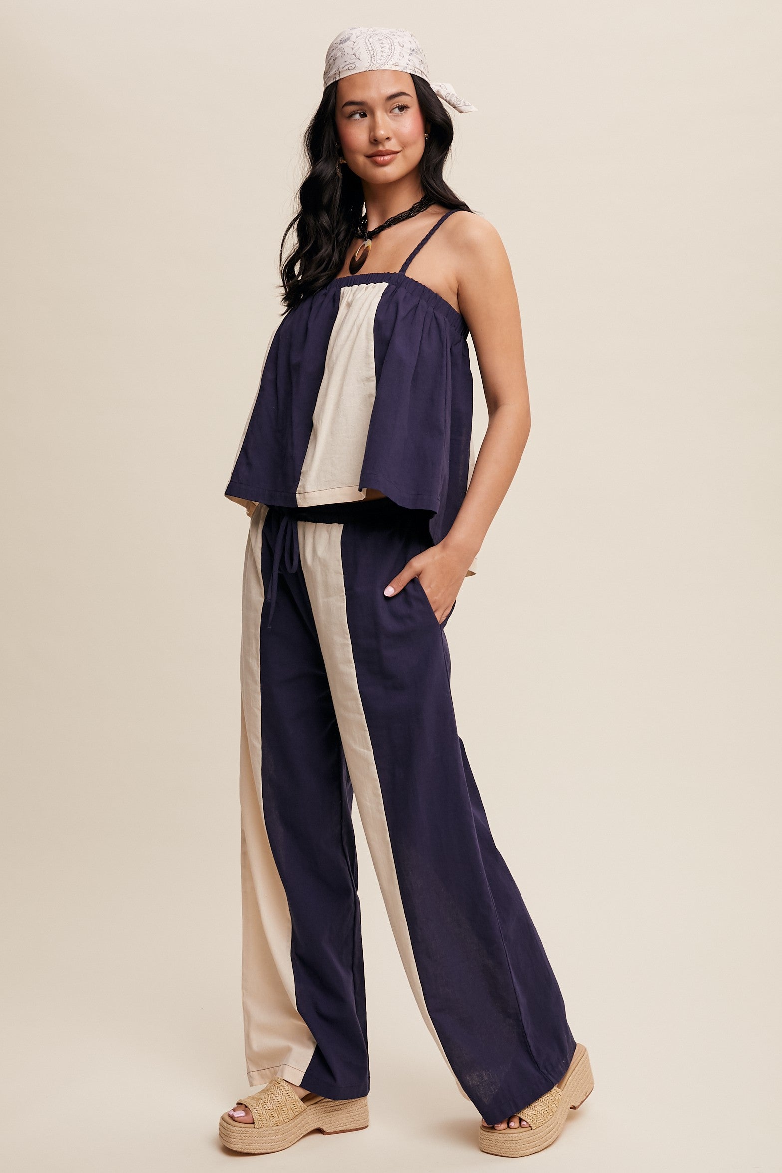 NAVY AND WHITE STRIPED SET