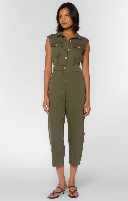 MAGGIE OLIVE SLEEVELESS JUMPSUIT