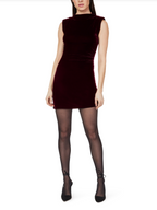 DRAPED VELVET MINI DRESS (WINE)