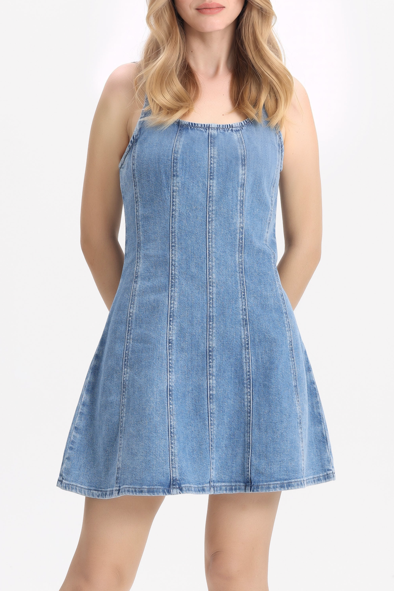 MONTREAL DENIM STRAP DRESS