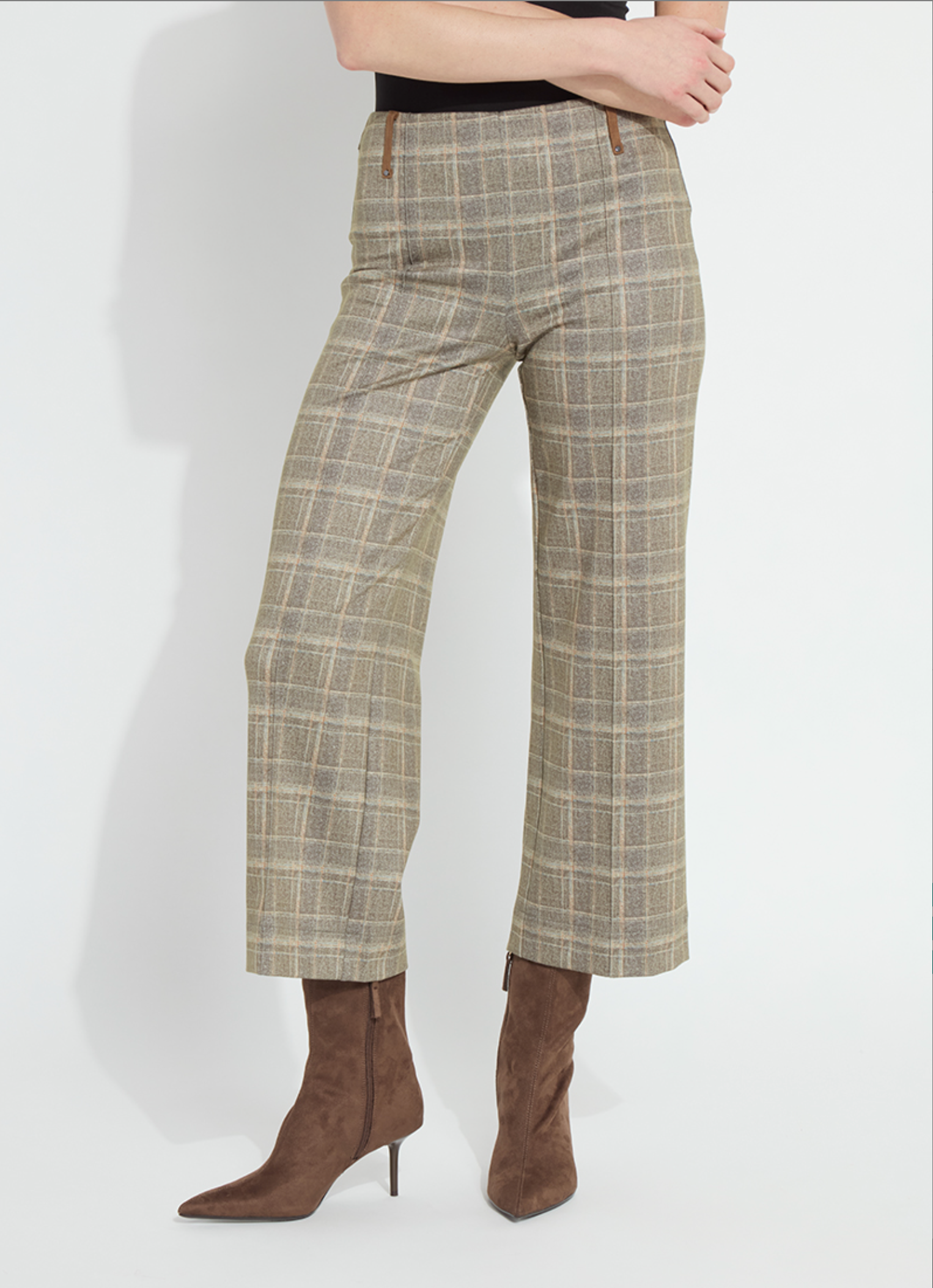 LYSSE PLAID GREEN CROP PANT
