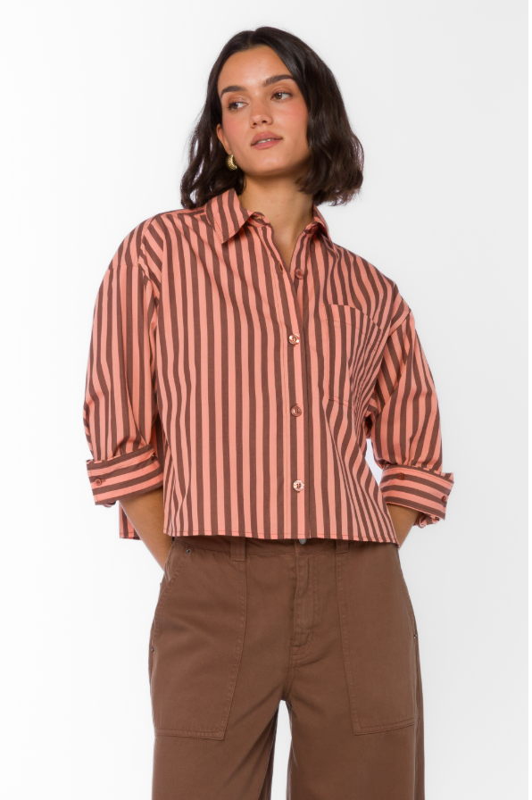 STORMI CORAL STRIPED TOP