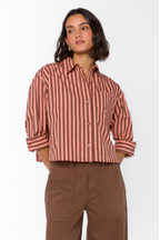 STORMI CORAL STRIPED TOP