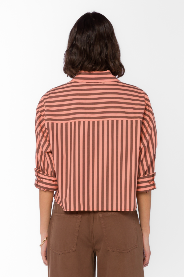 STORMI CORAL STRIPED TOP