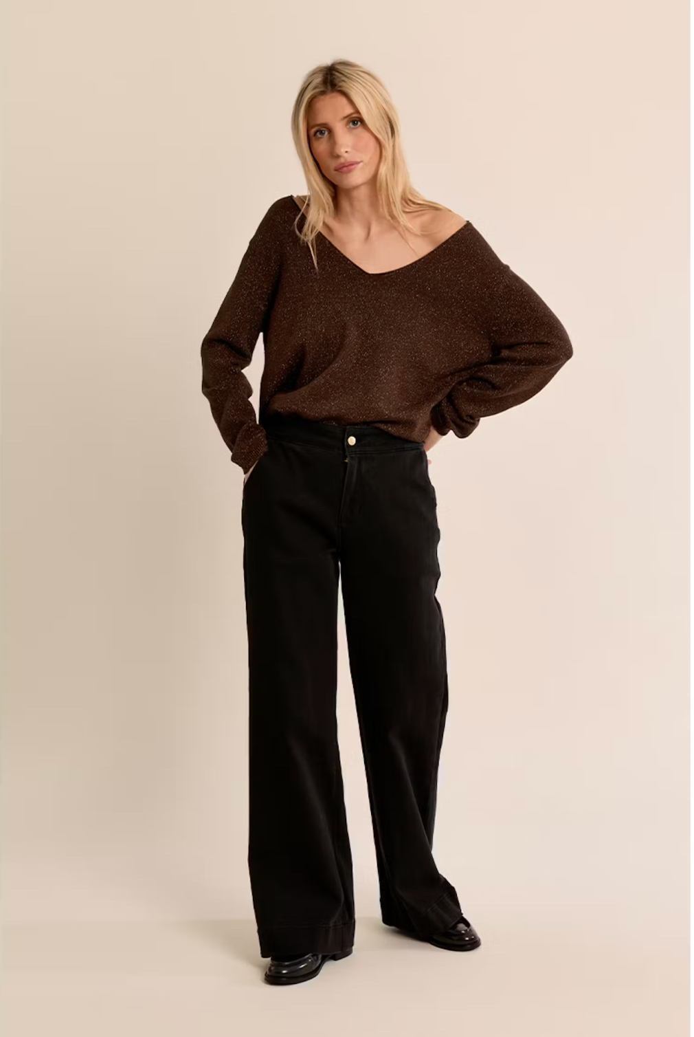 SPARKLE KNITTED CHOCO SWEATER