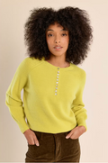 LIME GREEN HALF BUTTON KNITTED SWEATER