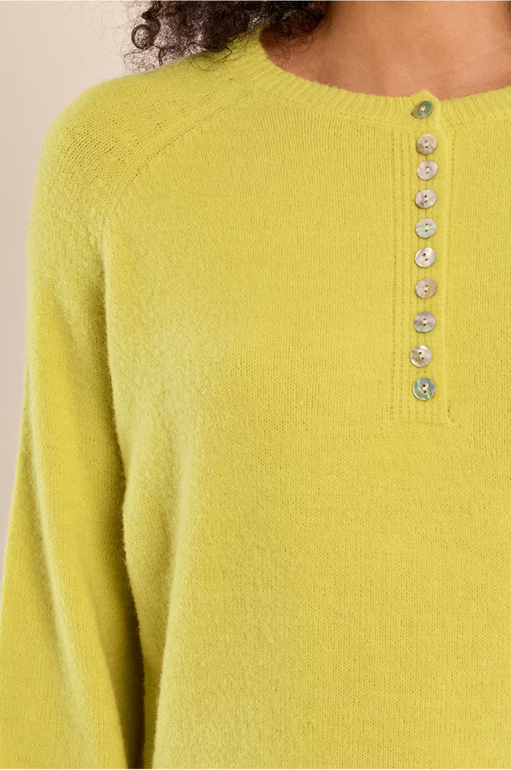 LIME GREEN HALF BUTTON KNITTED SWEATER