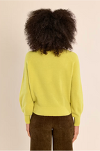 LIME GREEN HALF BUTTON KNITTED SWEATER