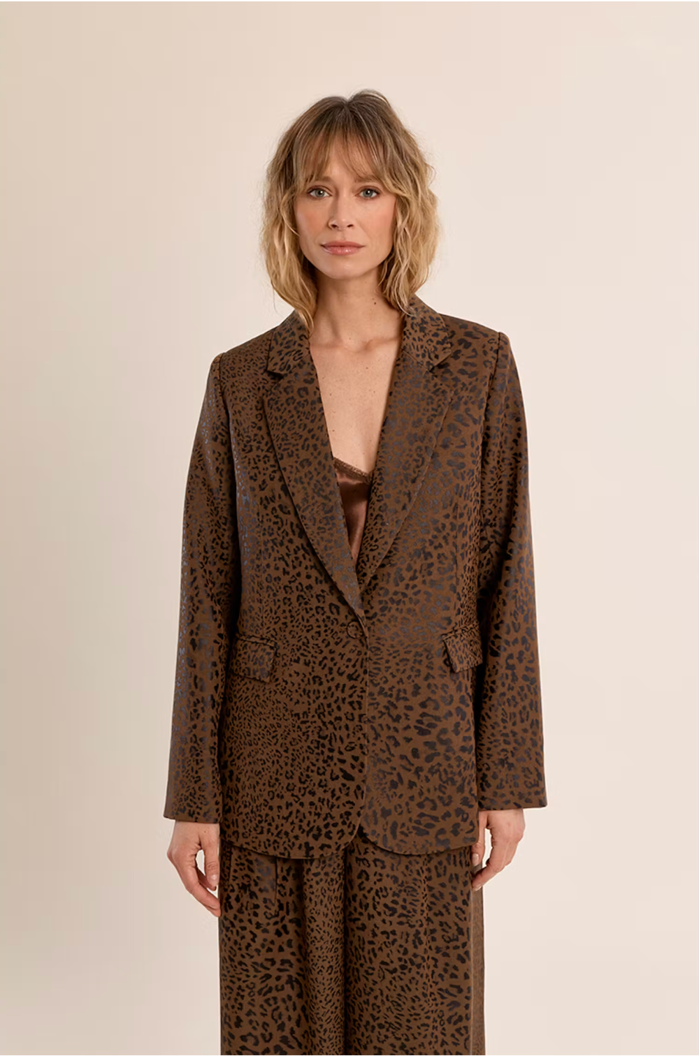 LEOPARD CHOCOLATE BLAZER