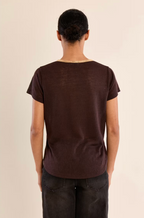 BROWN GOLD TRIM SHORT SLEEVE TOP