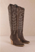 CELINA WESTERN EMBROIDERED TALL BOOT DARK GREY