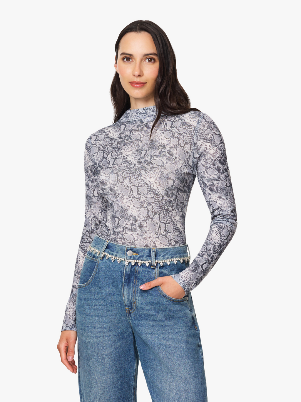 SNAKESKIN TURTLENECK TOP