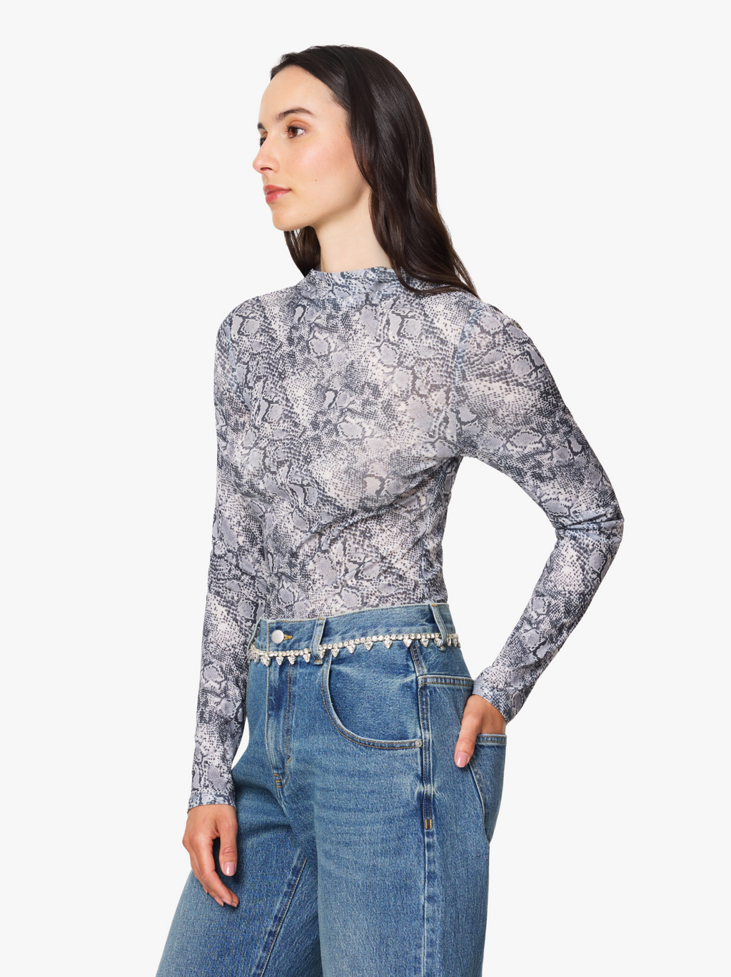 SNAKESKIN TURTLENECK TOP