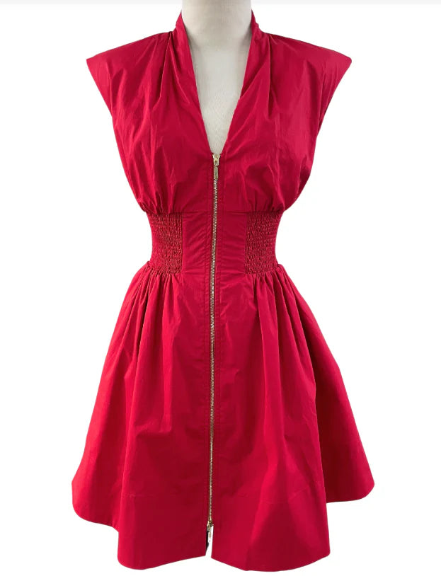 RED V NECK MINI DRESS