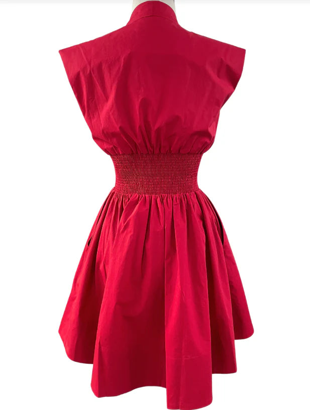 RED V NECK MINI DRESS